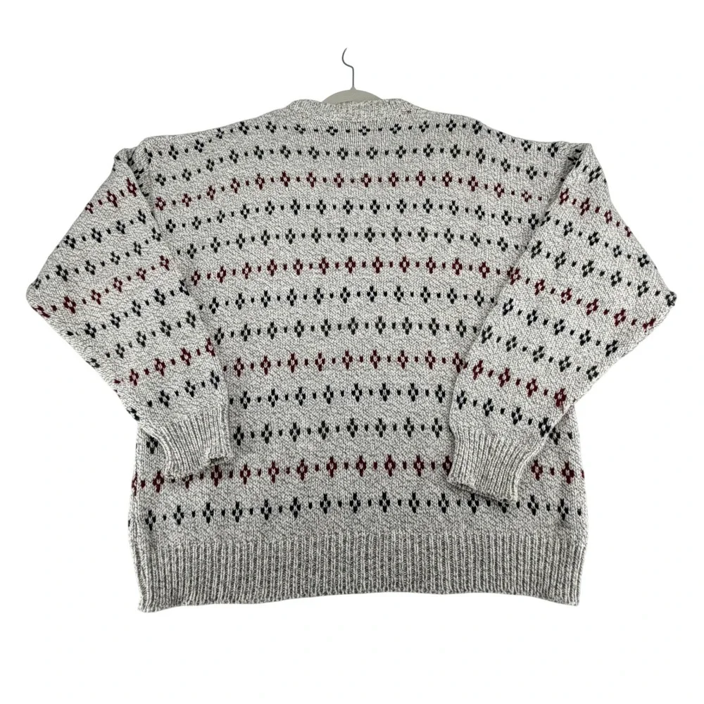 Vintage Fieldmaster Crewneck 100% Cotton Sweater Mens XL Gray Geometric Knit USA - Picture 5 of 7